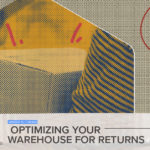 Optimizing your warehouse for returns. A person carrying a package with red action lines coming off the top.