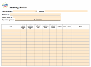 Receiving Checklist Sample 1